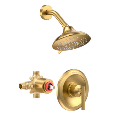 Shower Faucet Set Wall Mount, Shower System with Brass Pressure Balance Valve and 6 Inch Rain Showerhead Wall Mount