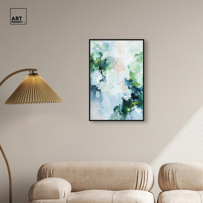 «Swirling Ether», impression sur toile encadrée bleue par Art Remedy, cadre noir, 20 x 30, 31"H x 21"W, Black Frame