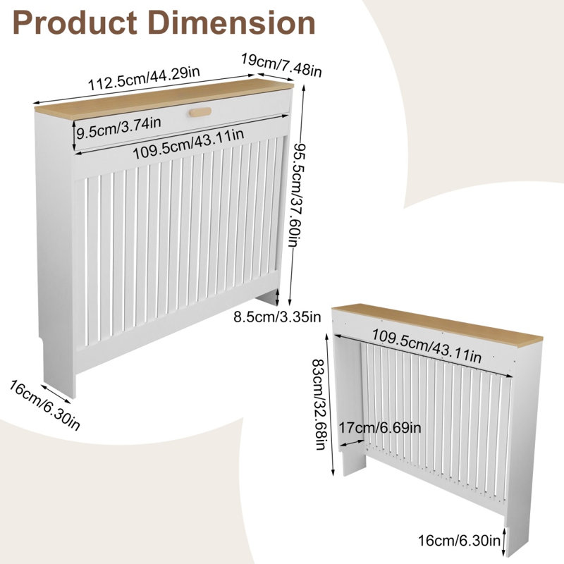 Radiator Cover, 112.5x19x95.5cm