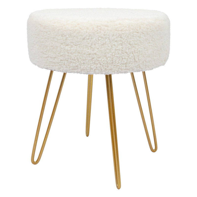 Harbour Housewares - Round Boucle Footstool, Gold