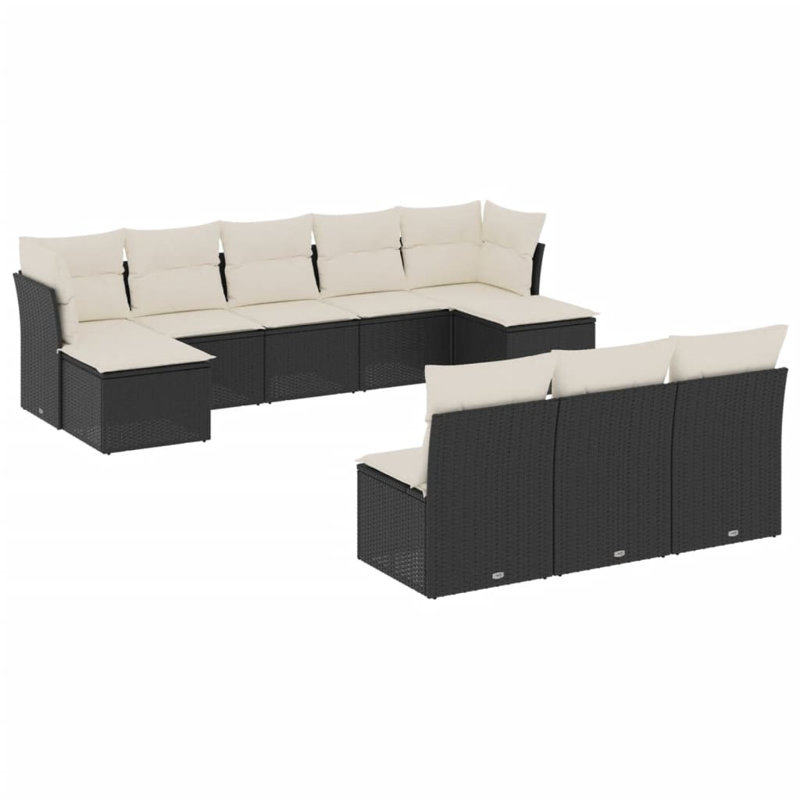 Ensemble de canapé de jardin Vidaxl noir, blanc crème