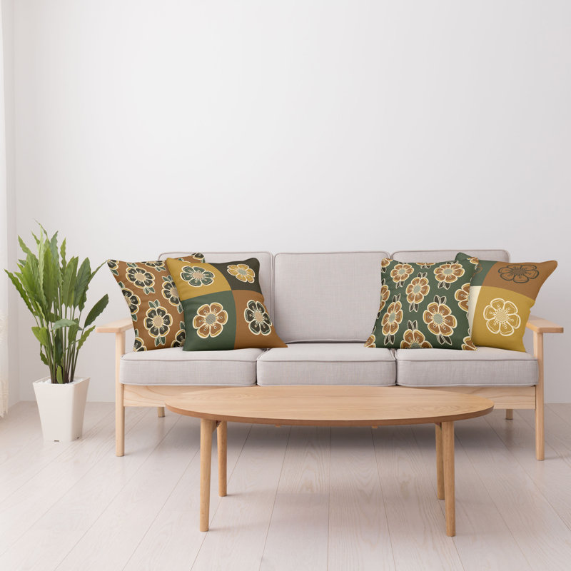Housse de coussin Abstract, Vert réséda / brun, 12 po x 12 po