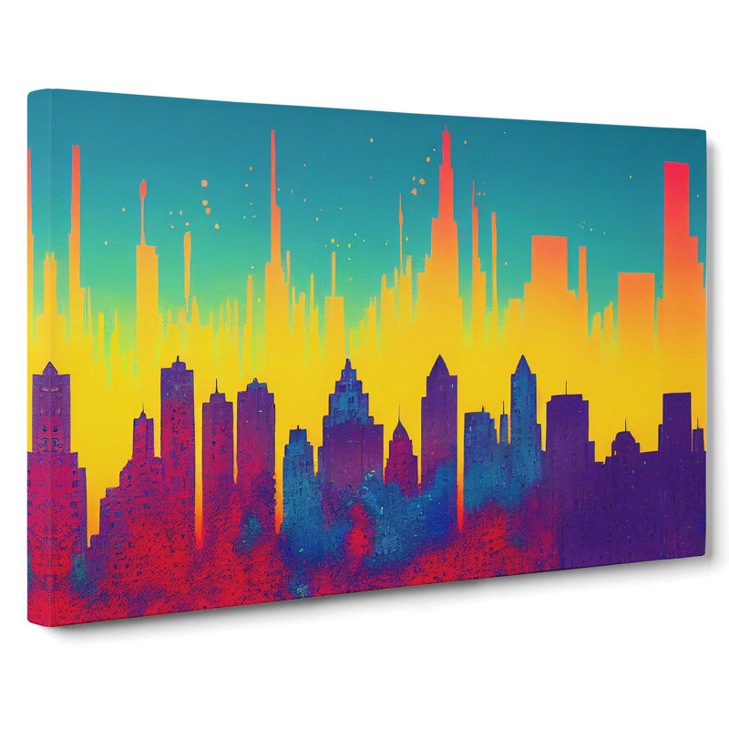 Splashed Skyscraper Skyline Vol.1 Abstract - Wrapped Canvas, 50cm H x 76cm W x 3cm D