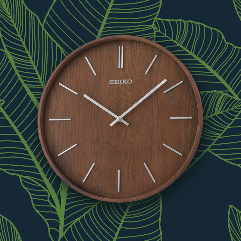 QXA765BLH Wall Clock, Brown, Brown
