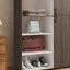 Garde-robe H 72,4 po, 2 portes, 6 pieds, 5 tablettes, garde-robe en noyer gris