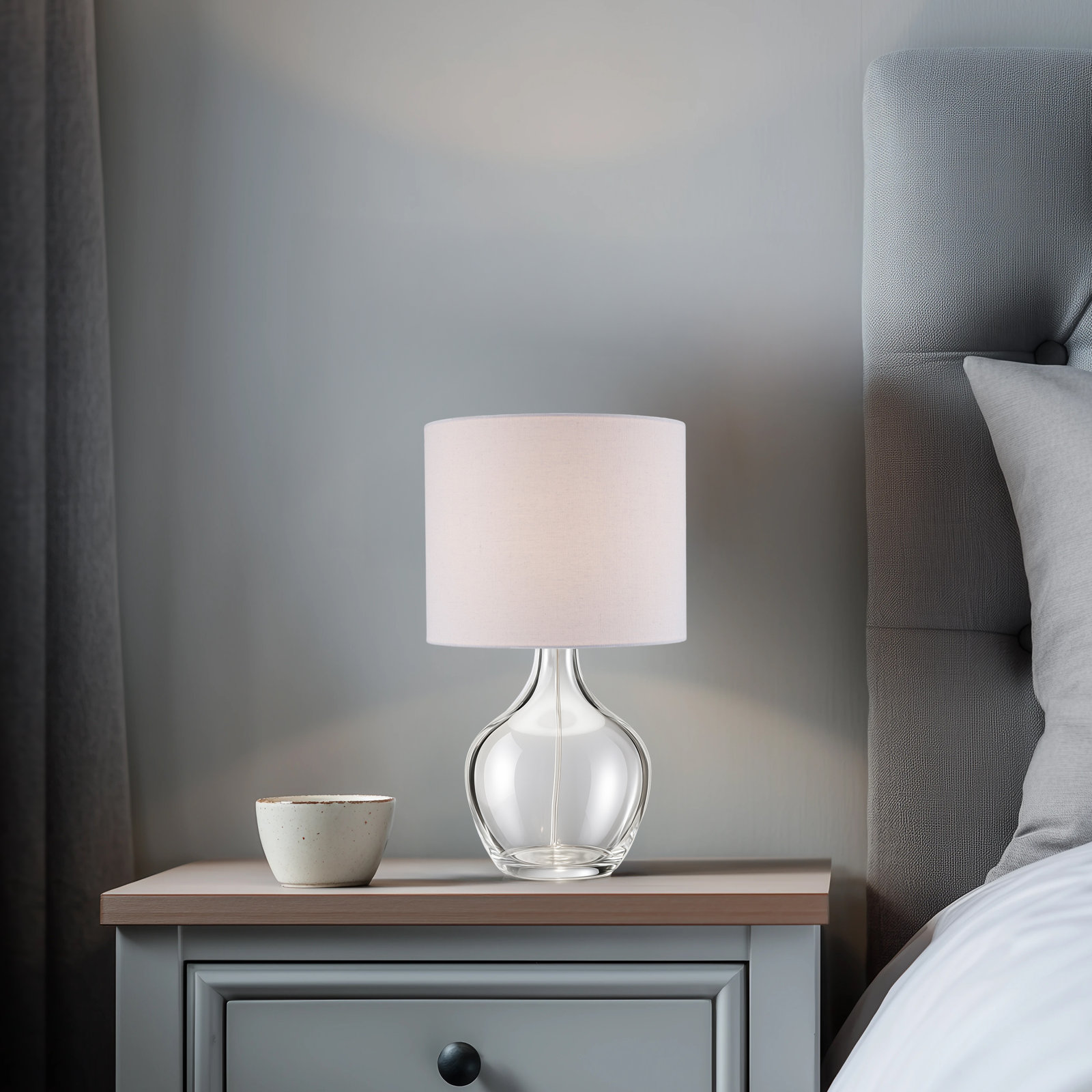 Dandelion Drum Bowl Table Lamp, 20.5"H x 12"W x 12"D