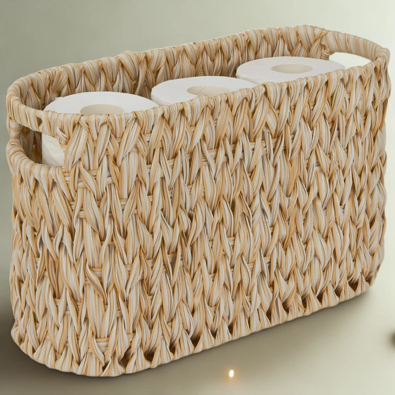 Freestanding Toilet Paper Storage Basket, Waterproof Bathroom Organizer With Large Capacity For 6 Rolls, Space-Saving Oval Design For Bathroom, Living Room, Or Office
