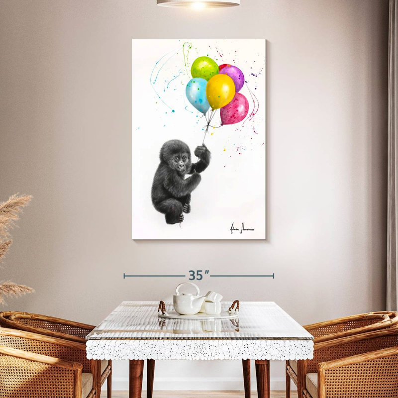 Bébé gorille et les ballons Brampt, H 48 po x l 32 po