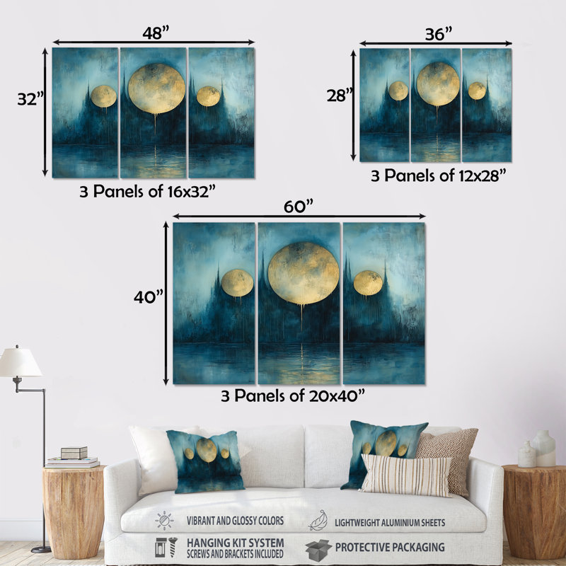 Ensemble de décorations murales Blue Mystic Symbols Spiritual Dreams - Dreams Motivation, Métal métal