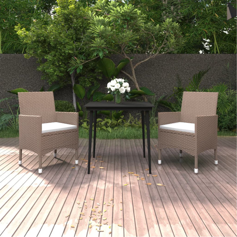 Ensemble repas extérieur pour 8 personnes L 78,7 po Drashti, Crème / blanc-1, Noir, 2