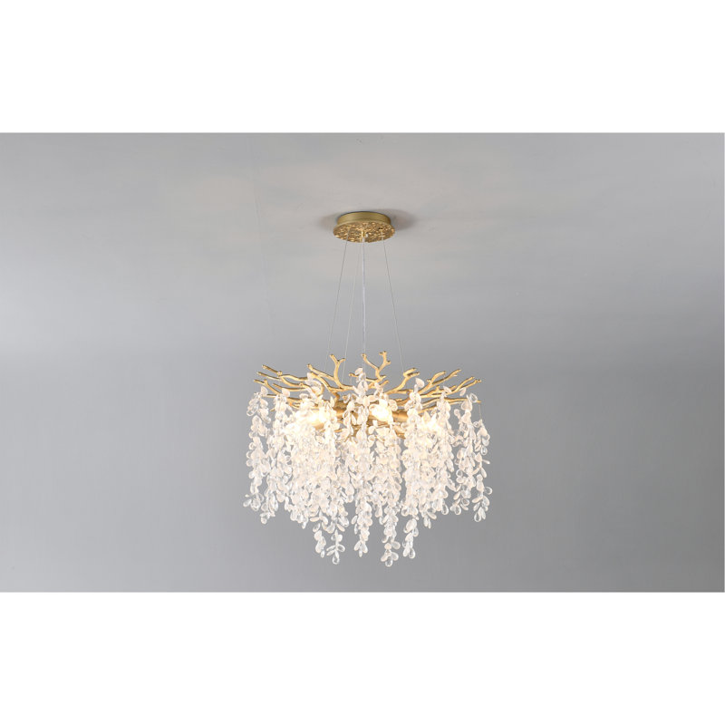 Lustre en cristal de raisin 10 lumières 10 lumières, plafonnier de ferme moderne 10 lumières, pour salle à manger, îlot de cuisine - AUCUN AMPOULE INCLUS - OR