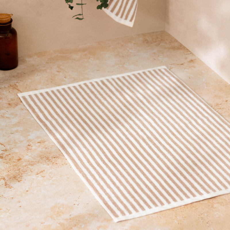 Swatzell 100% Cotton Bath Mat, Cream