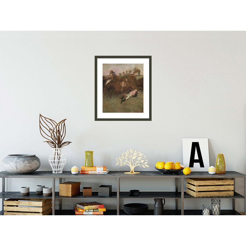 «Scene from the Steeplechase: The Fallen Jockey» par Edgar Degas, impression giclée encadrée, H 26,9 po x l 23,5 po