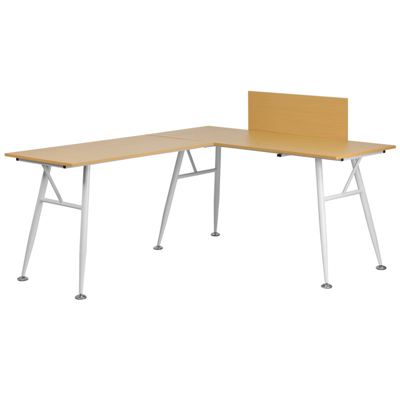 Cornman Laminate L-Shape Computer Desk, Beech / White