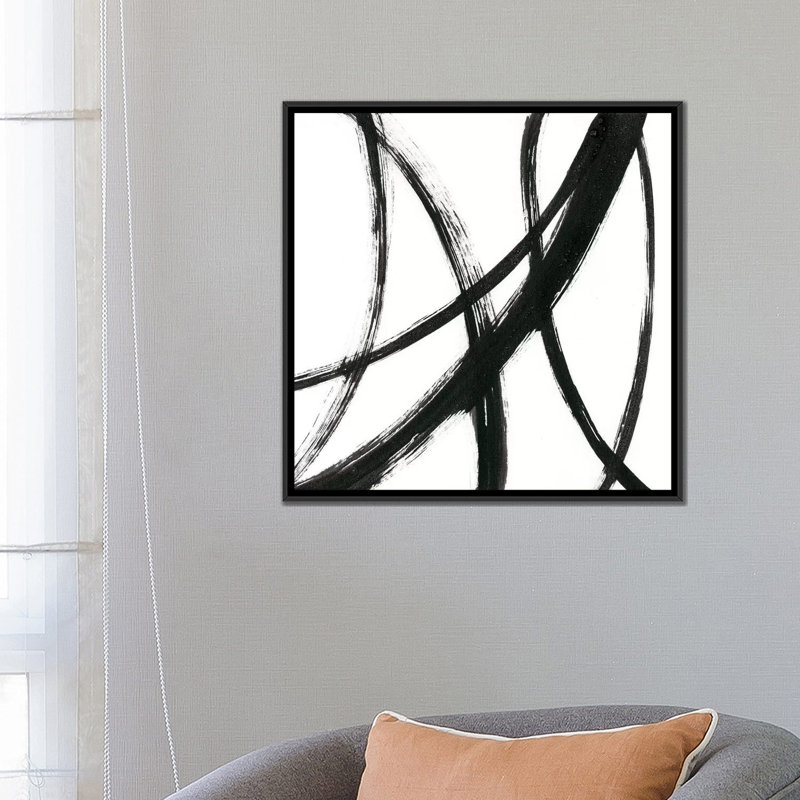 «Linear Expression II», reproduction sur toile, H 18 po x l 18 po x P 1,5 po, Toile avec cadre noir, Pas de tapis