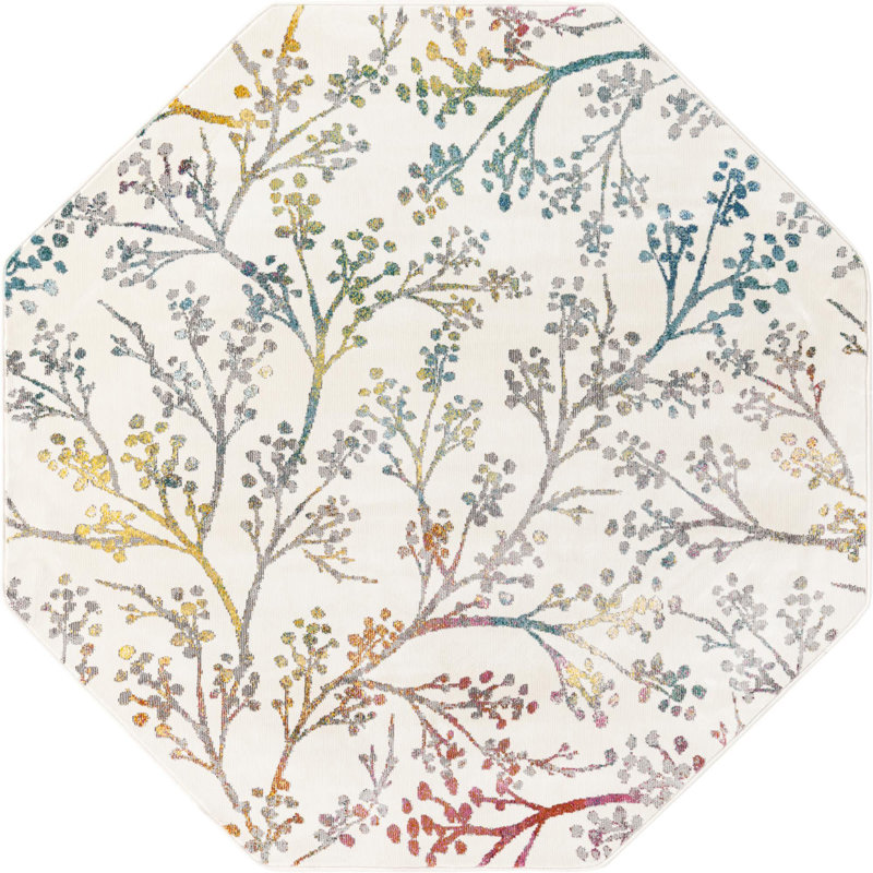 Adelin Floral Indoor Rug, Octagon 6' x 6'