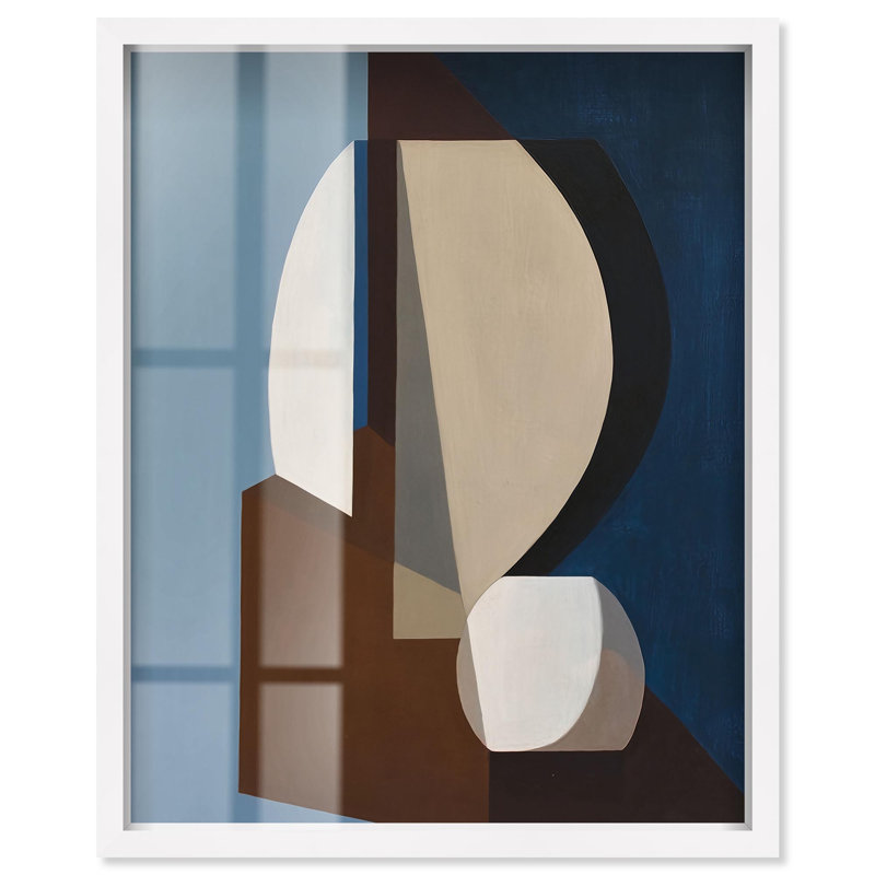 Reproduction d'art abstrait moderne, Shadowbox, Cadre blanc, H 25 po x l 21 po