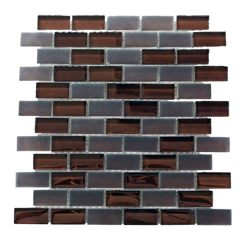 Carrelage mosaïque pour mur et piscine à bordure droite en verre Free Flow 1 po x 2 po, Café