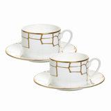 Alligator Gold - Set of 2, Cups & Saucer w/ Crystals