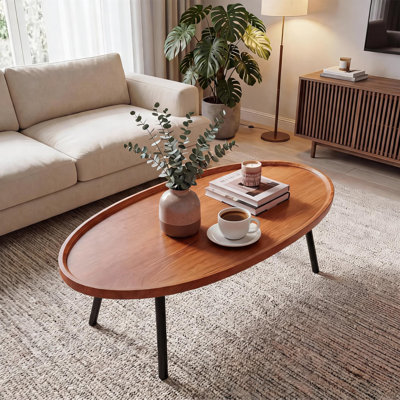 Oval Nesting Coffee Table Set, 47" Wood Coffee Table for Living Room - Space-Saving Stackable Design - Small Oval Accent Table, Modern Style
﻿