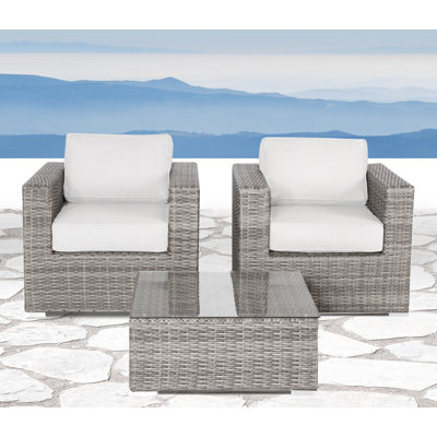 Ensemble de conversation pour 2 personnes avec coussins Commodore Wicker