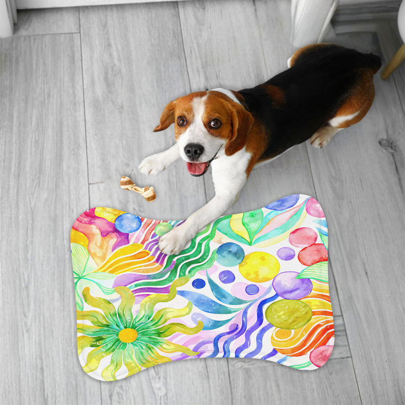 Energetic Hues - 1 Piece Bone Shape Feeding Mat
