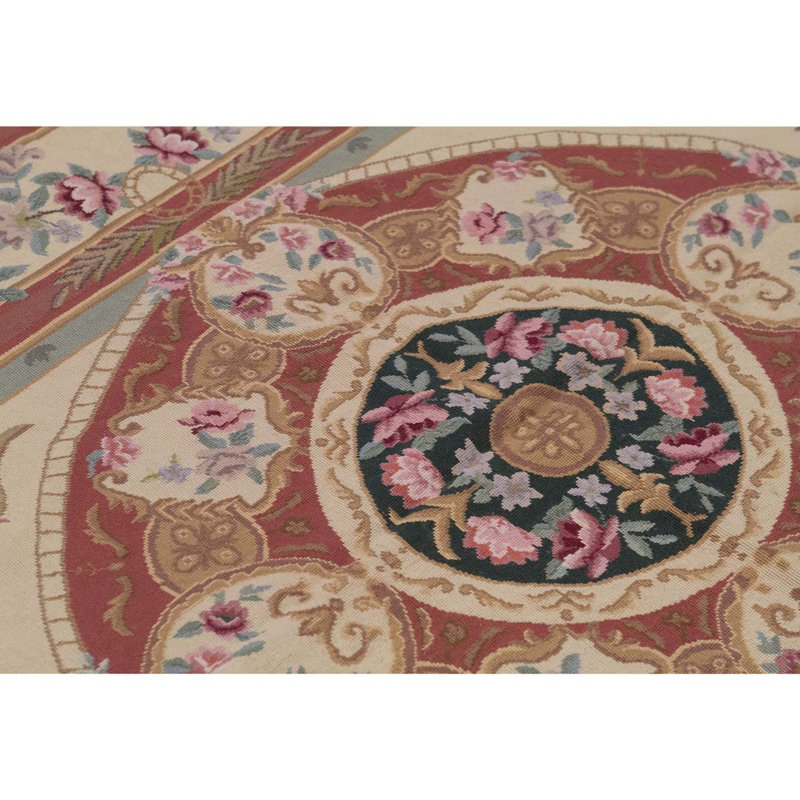 Tapis oriental rouge de haute qualité noué à la main multicolore rouge / beige / brun