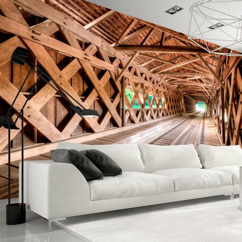 Murale pont en bois Anonciacin, L 6,83 pi x l 118 po