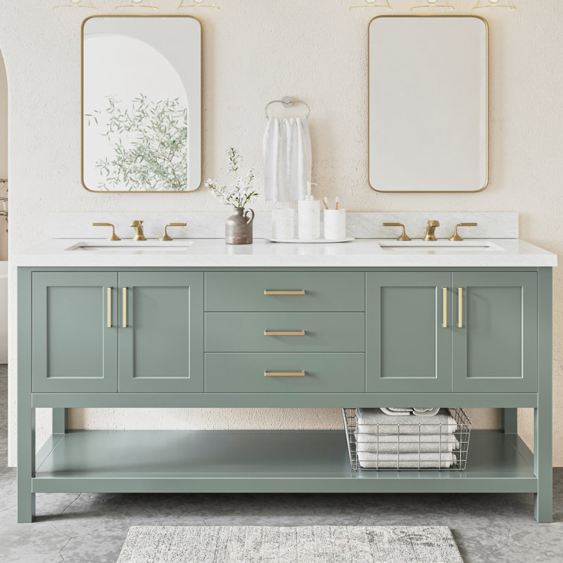Magnolia Bath Vanity Rectangular Basin S073DCWRV, Vintage Green, Rectangular