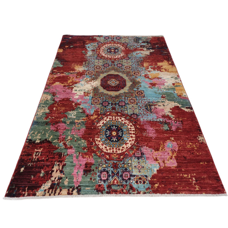 High-Quality Hand-Knotted Pink And Red Area Rug