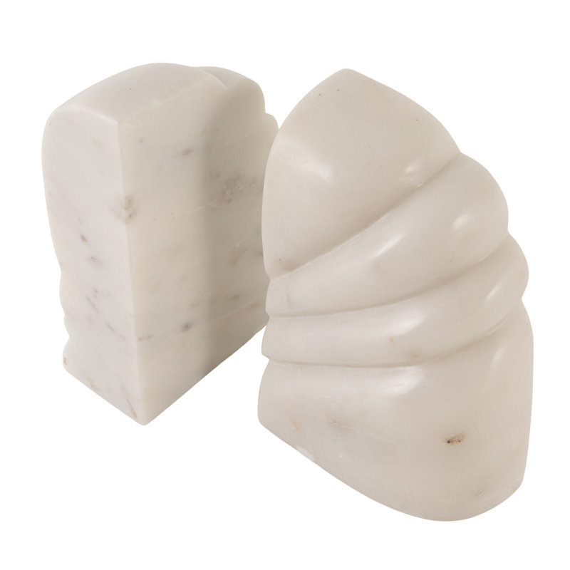 White Marble Artisan Bookends