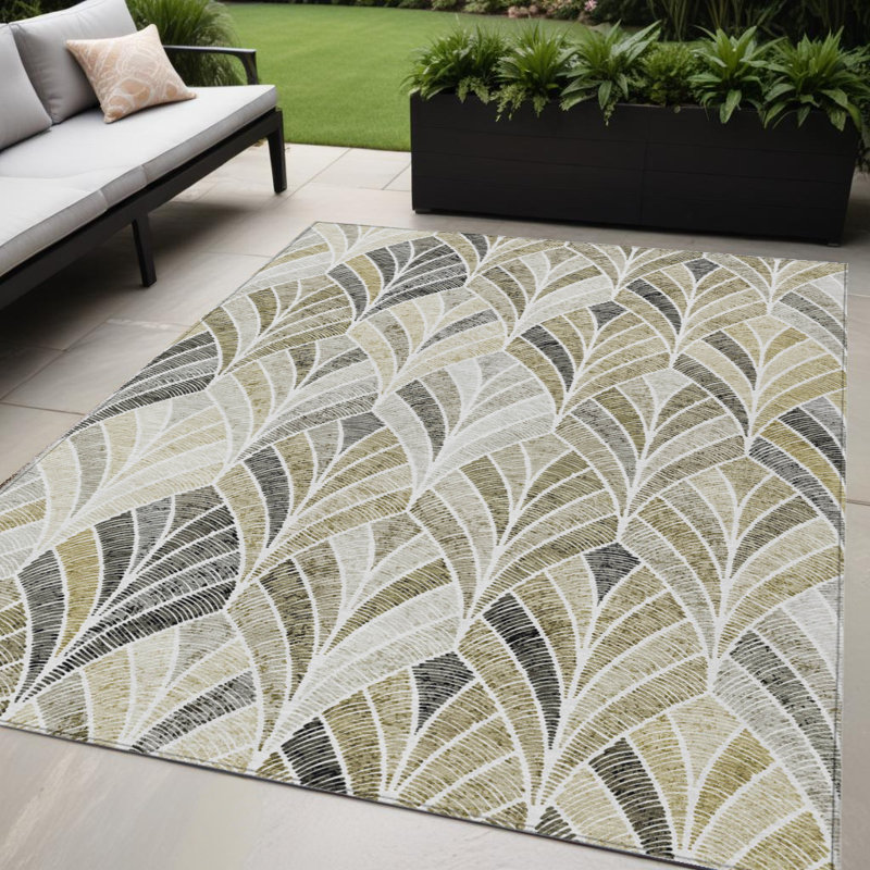 Tapis d'intérieur / extérieur géométrique lavable taupe 5 pi x 8 pi taupe