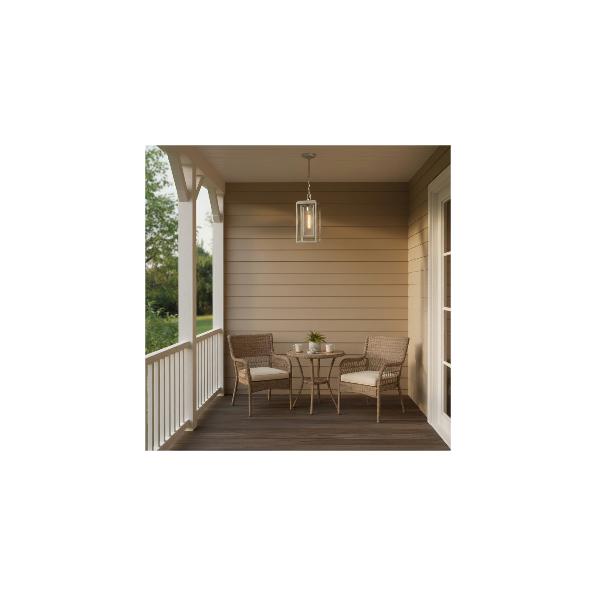 Natalina Outdoor Hanging Lantern, Satin Nickel