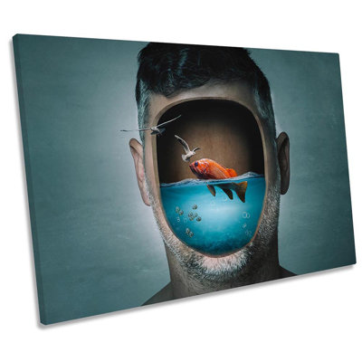 Fish Tank Face Funny Bathroom 1 Piece Wrapped Canvas Wall Art