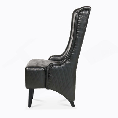 Comfortable Faux Leather Accent Chair With Sturdy Wooden Legs For Living Spaces