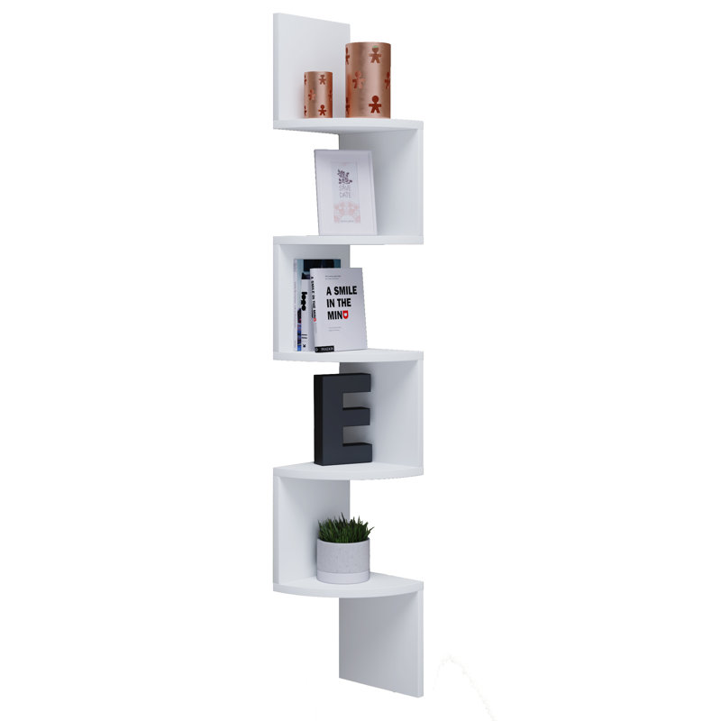 Seroud 123cm H x 19cm W Floating Bookcase, White