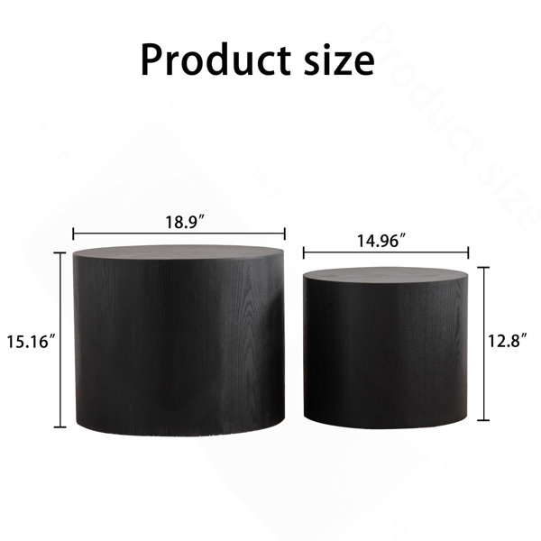 Latitude Run® Nesting Coffee Table Set Of 2, Modern Round Coffee Table ...