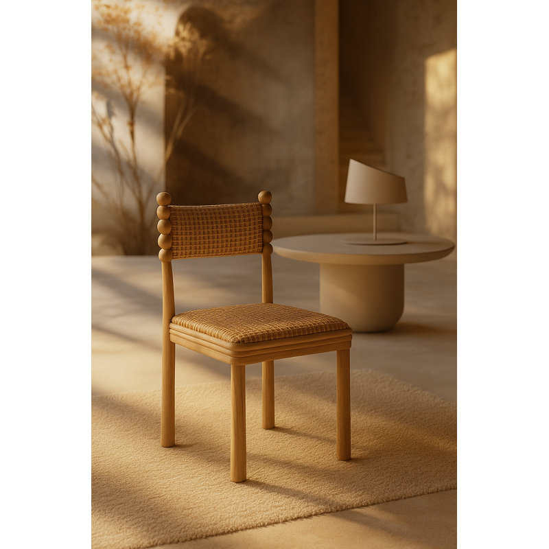 Hulu Chair, Pink Checker, Natural Wood