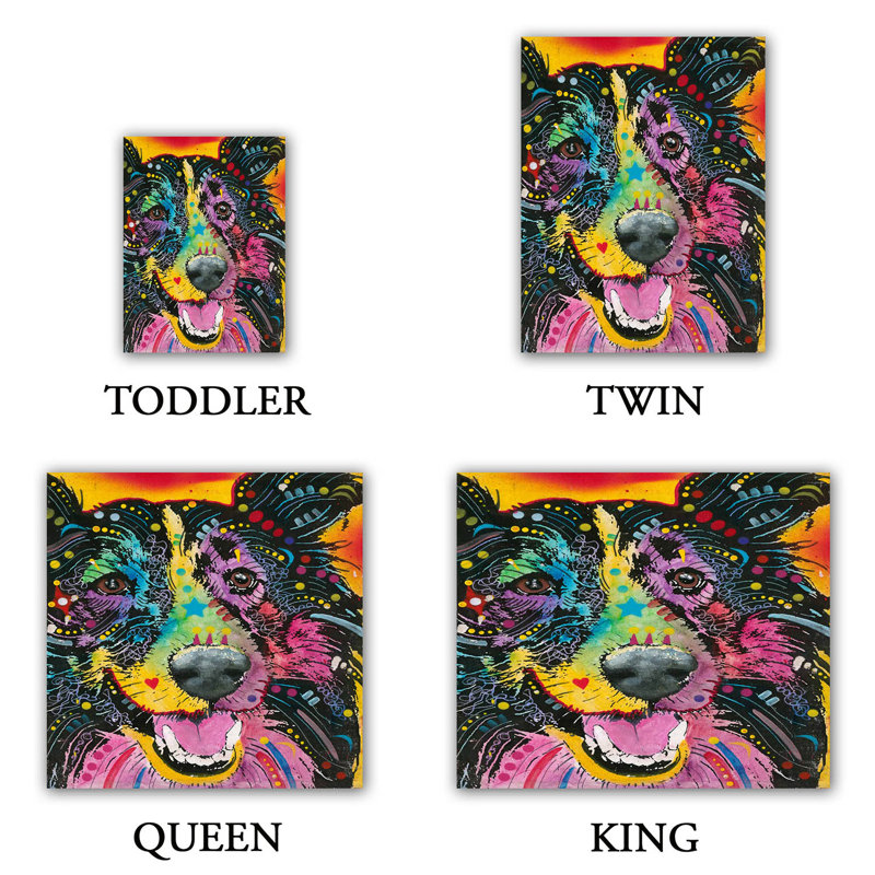 Ensembles de housse de couette DiaNoche en microfibre par Dean Russo - Chien souriant colley