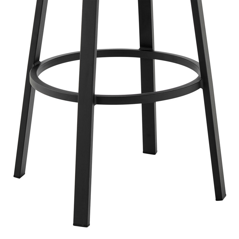 Cemalettin 45'' Aluminum Outdoor Bar Stool with Cushion, 30", Gray, Black
