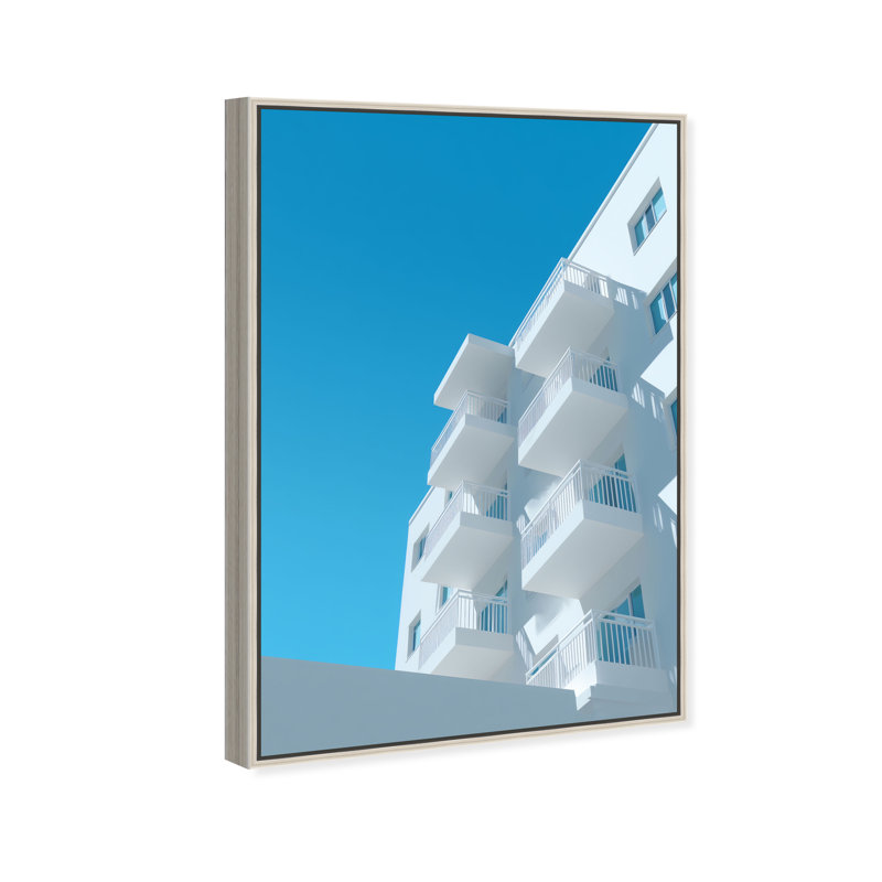 Modular White I Print by Oliver Gal, 25"H x 37"W, Silver Floater Frame