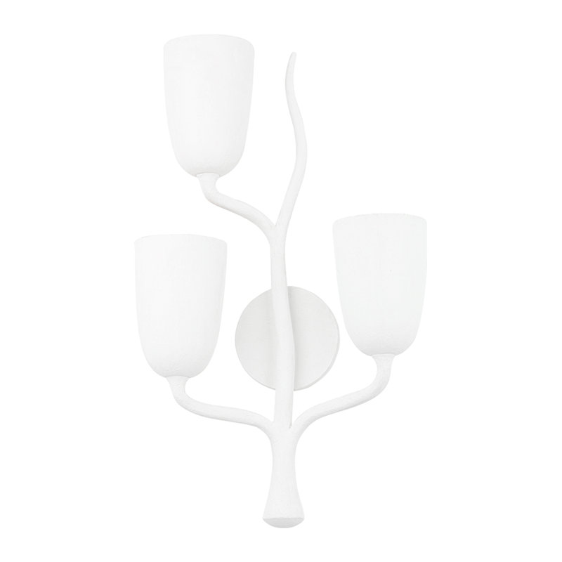 Vine 3 - Light Candle Wall Light, White Plaster