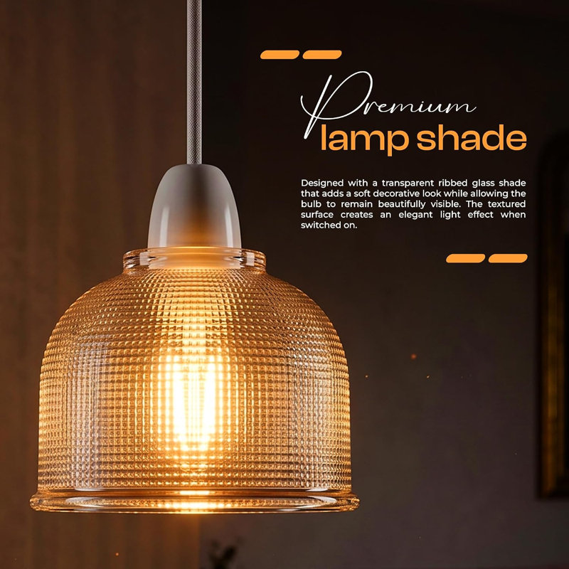 10 cm H Round Glass Lamp Shade, Clear