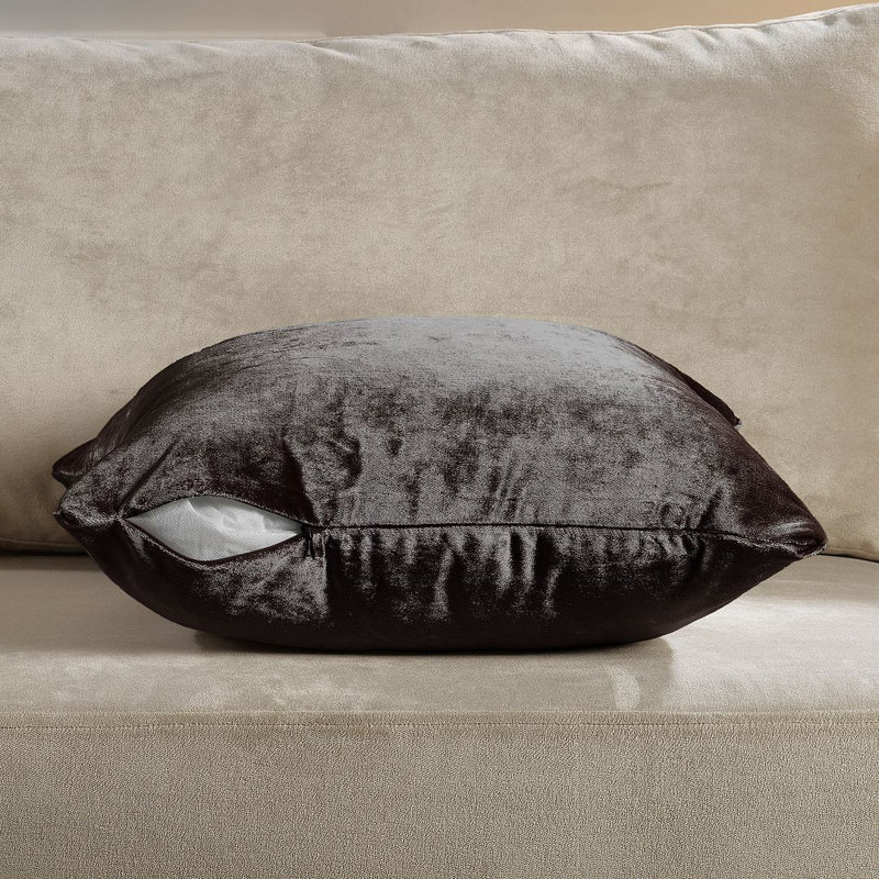 Housse de coussin en velours brillant, Moka, Square 14"