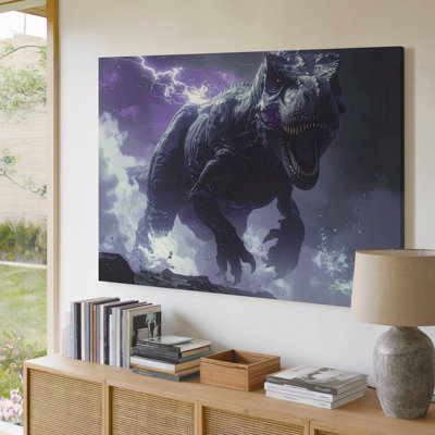 Canvas Wall Art A Ferocious Black Tyrannosaurus Rex Emerges From A Cosmic Void Its Body Rippling With Premium Quality Ready To Hang