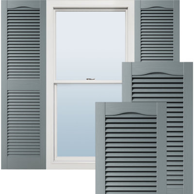 Lifetime Vinyl, Standard Cathedral Top Center Mullion, Open Louver Shutters, w/Installation Shutter-Lok's & Matching Screws (Per Pair)