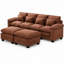 Canapé modulaire en chenille réversible de 116 po en forme de U avec double repose-pieds-132835670