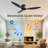 52" Black Flush Mount Ceiling Fan No Light, 6-Speed Quiet DC Motor with Remote Control and Reversible Airflow-652666706
