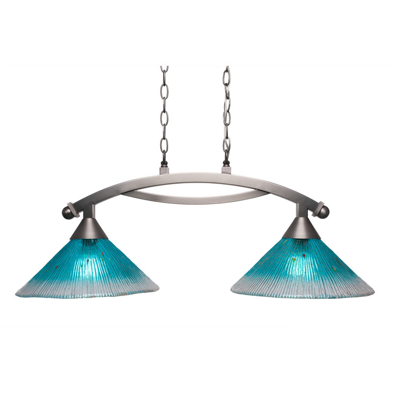 Luminaire pour îlot de cuisine 2 lumières avec verre de 12 po Eisenhauer, Nickel brossé, Champagne or