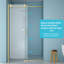 Porte de salle de bain coulissante simple, 48 po 48,8 po, verre trempé de 8 mm, cadre doré, douche rouille en acier inoxydable 304 H 48 po x H 76 po réversible gauche à droite, écran d'eau, glissade-124250141